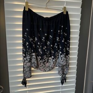 Floral Black and White Strapless Top